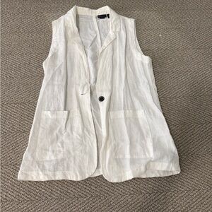 Sleeveless Linen Blazer Vest